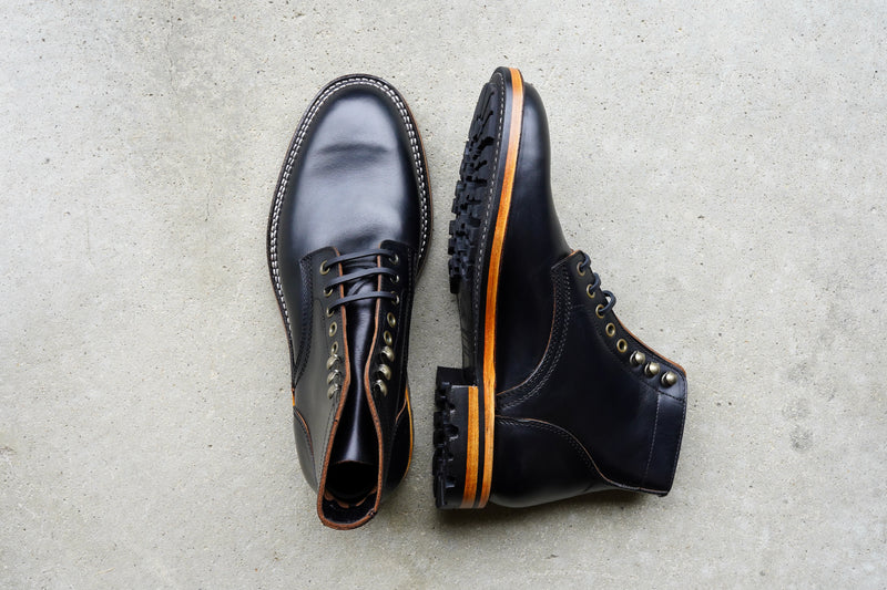 The Allen Stitchdown - Black Veg Tan Teacore (618) Try-on's